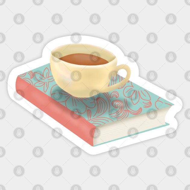 Flowery Books And Tea Sticker by Becky-Marie